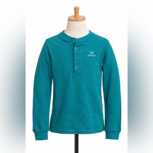 Vintage OshKosh B’gosh Waffle Henley Boys 7 Green Made USA